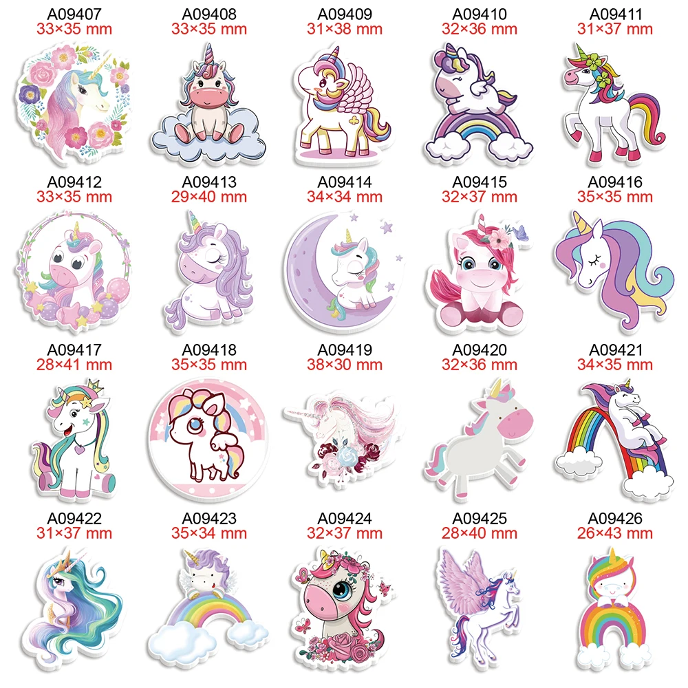 Animal Cartoon Unicorn Printed Flatback Planar Resin for DIY Hairbows Party Craft Supplies Handmade Material