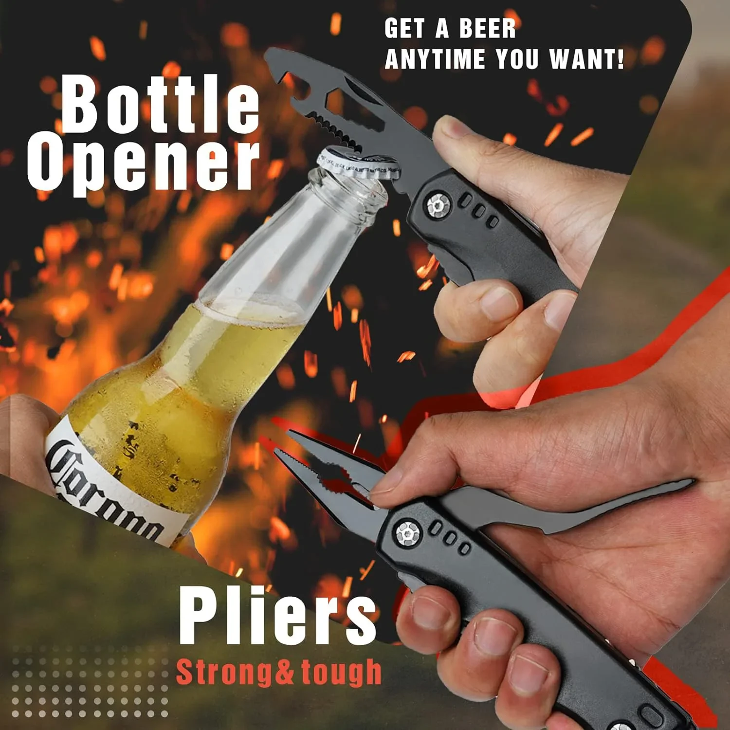Description Picture 5 of item14 in 1 Stainless Multifunctional Hammer Pliers Knife Foldable Portable Multi Tool for Outdoor Survival Camping Household Tools