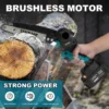 Gisam 8 Inch Brushless Chain Saw with Oil Can Cordless Handheld Pruning Chainsaw Woodworking Electric Saw Cutting Power Tools 2
