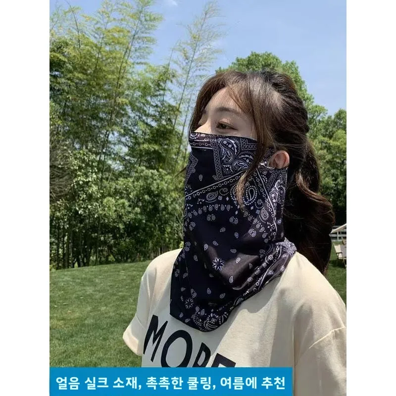 아이스 실크 오토바이 페이스 스카프 통기성 여름 여성용 스타일 너트 쉘 페이스 마스크 남성용 다크 스타일 오토바이 페이스 타월