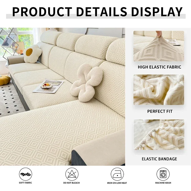 Stretch Jacquard Individual Seat Cushion Covers Sofa Covers for Living Room Couch Cover Furniture Protector Washable Removable 4