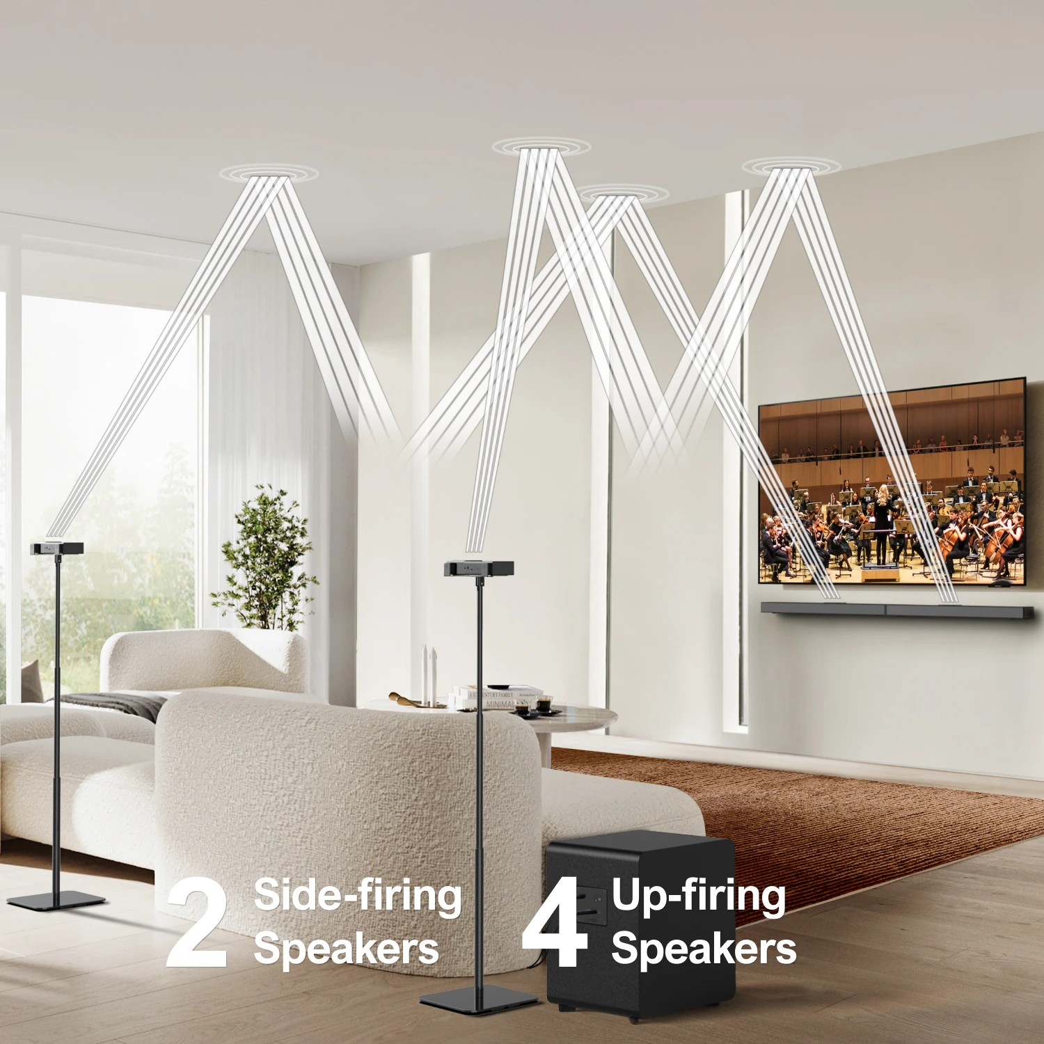 ULTIMEA 7.1.4 Sound Bar for TV with Dolby Atmos, 740W Surround Sound System with 8" Wireless Subwoofer, 2 Wireless Rear Speakers 5