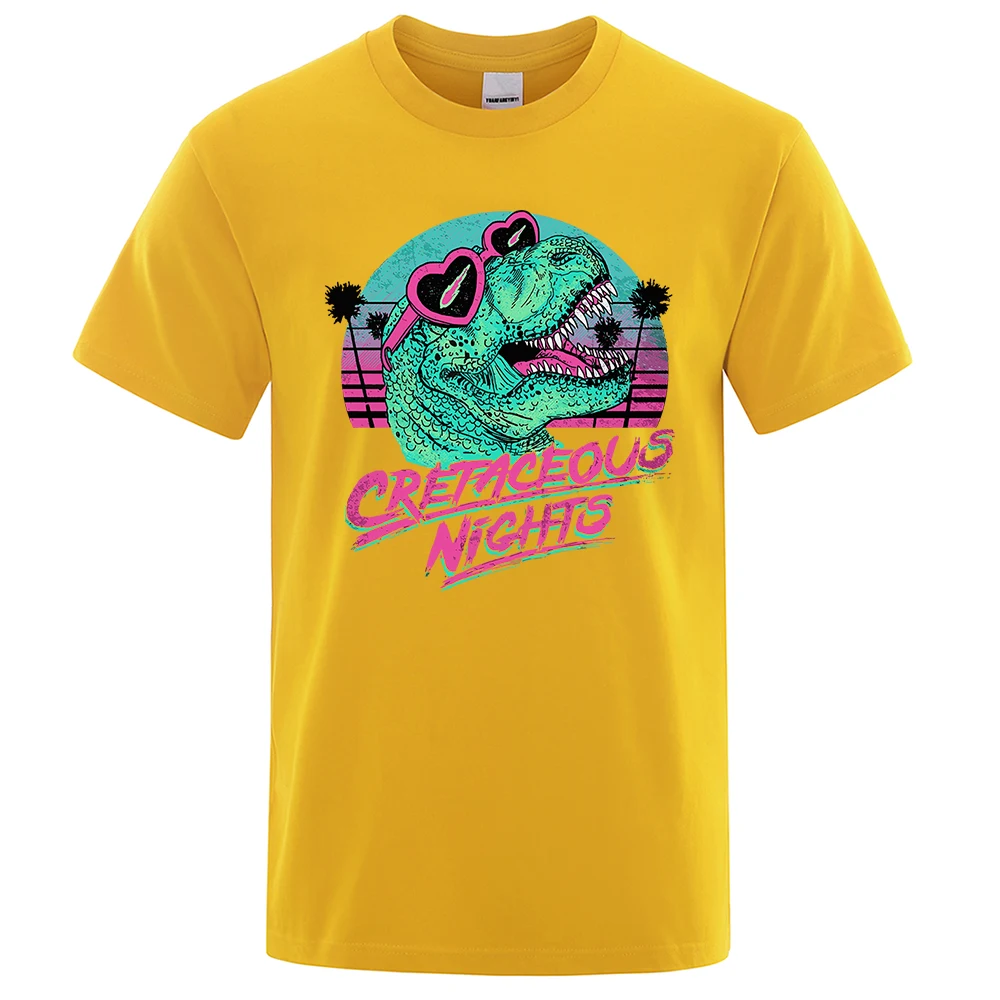 Crétacé nuits lunettes de soleil dinosaure Cool hommes t-shirts en vrac été t-shirt rue t-shirt vêtements coton de haute qualité_voghion.com
