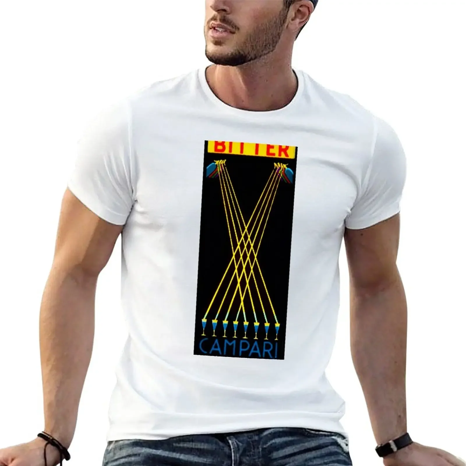 Estremamente Raro Motivo Blu Del 1920 Amaro Campari Stampa Litografica T-Shirt Camicetta Customizeds Magliette Pesanti Per Uomo