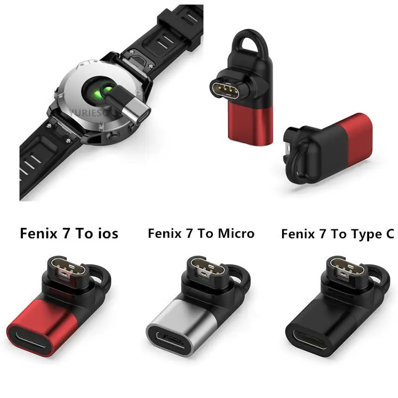 Type C/Micro/ios USB Female to 4pin Charger Adapter for Garmin Fenix 7