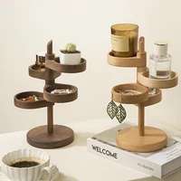Wooden Multi-layer Rotatable Storage Rack Entry Door Key Storage Rack Creative Solid Wood Desktop Accessories Storage Box 1