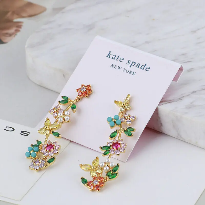 

NWT New Bloom Earrings Zircon Four Leaf Clover Butterfly Flower