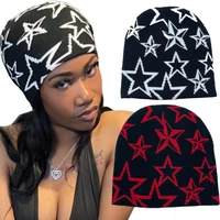 Cap Knitted Pullover Wool Hat Caps Star Printed Warm Hat Hip-hop Beanie Street Punk Winter Knitted Cap Y2K Gothic Unisex Hats 1