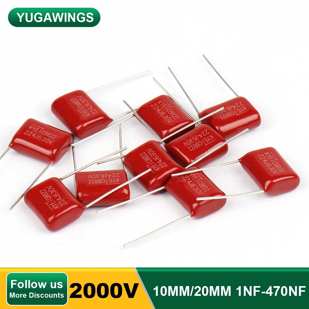 10Pcs CBB Capacitor 2000V CBB Polypropylene Film Capacitor P15/P20/P30 102 152 103 153 183 104 221 272 223 224 334