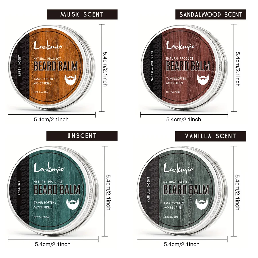 Natural Shea Butter Beard Blam Wax 4pcs Set Moisturizing Smoothing Soften Styling Professional Beard Care Cream
