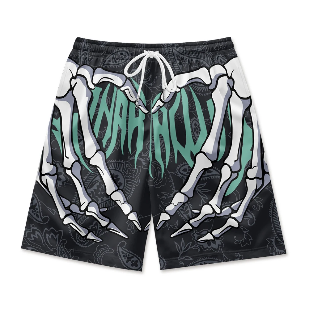 

Мужские повседневные шорты с принтом черепа, удобный пляжный карман, шнурок на талии для воздухопроницаемости и быстрой сушки летом