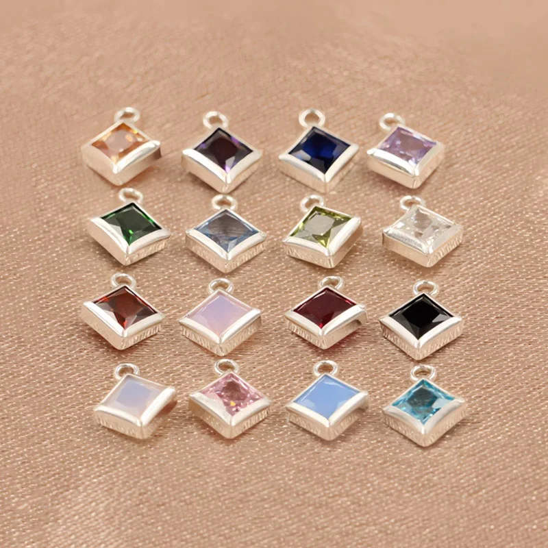 14 Karat Gold gefüllter 6 mm rautenförmiger Lünetten-Charm mit 0,9 mm geschlossenen Ringen, Geburtsstein-Lünette, DIY-Anhänger-Charm, quadratischer Zirkonia – Detail 12