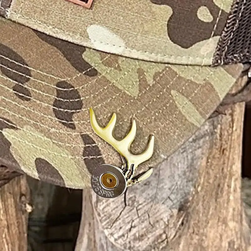 Metal Antler Caps Clip Deer Horn Brass Hat Clip Hunting Accessories Holiday Gift For Men