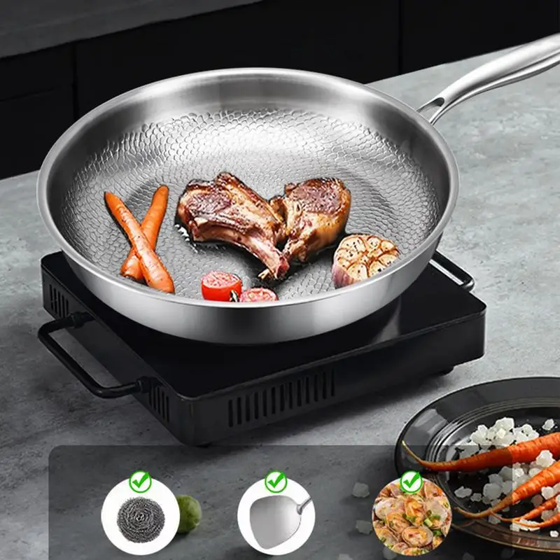 Saute Pan Frying Skillet with Lid Multi Functional Nonstick Cookware Titanium Hammered Skillet For Kitchen Cooking
