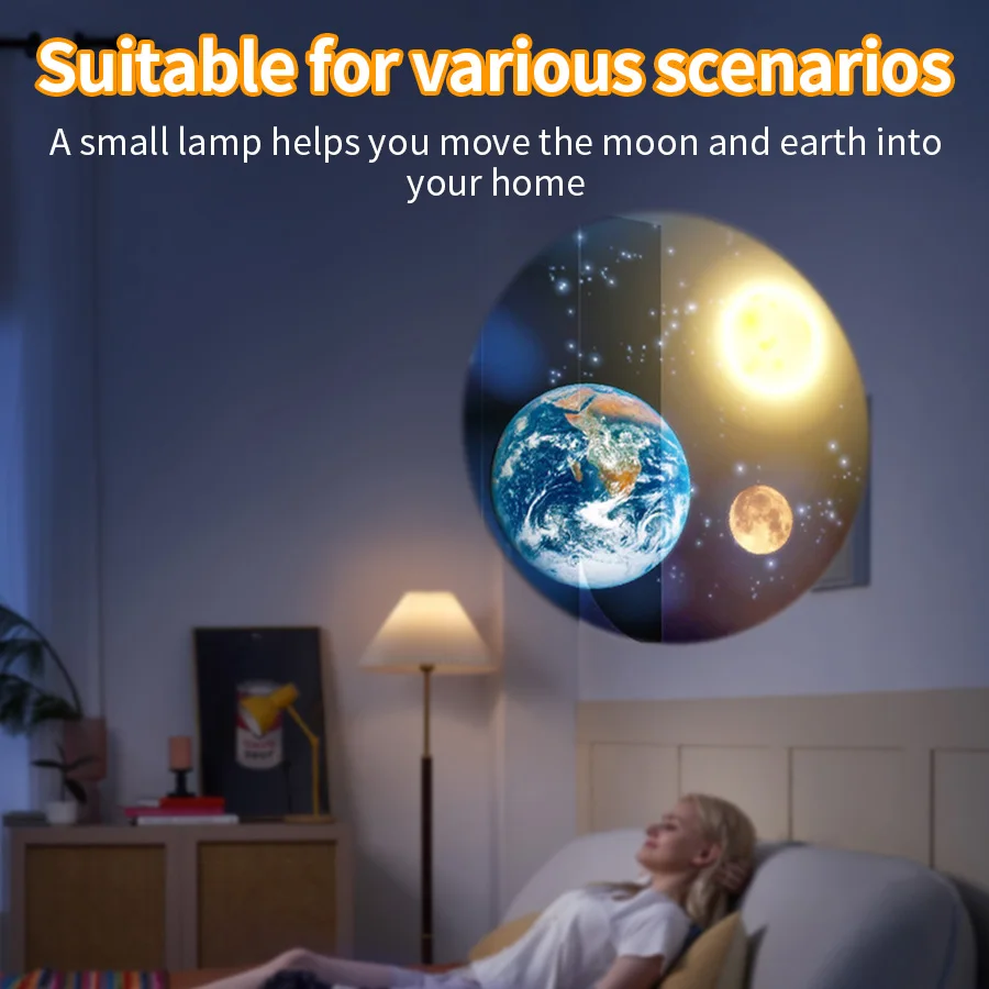 Moon Projection Lamp USB Planet Projector Replaceable LED Night Light Earth Moon Projection Wall Lamps Christmas Decoration