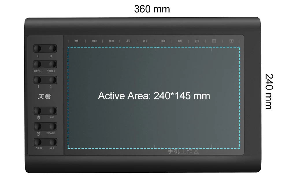 Tablet Gráfico 10 Luas 1060plus 10x6 Tablet de Desenho Digital 8192 Níveis Caneta e Luva sem Bateria - Imagem 4
