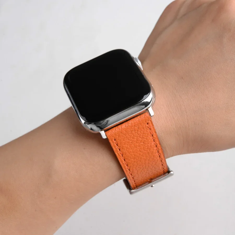 Фото Ремешок YMW из натуральной кожи для смарт-часов Apple Watch Band 45 мм 44 мм 49 мм 41 мм №5