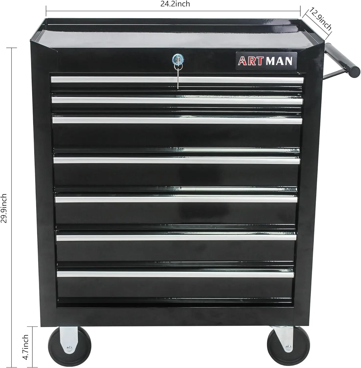7-Drawer Rolling Tool Box, Tool Chest with Wheels and Locking System,High Capacity Tool Storage Cabinet Organizer (Black) 3