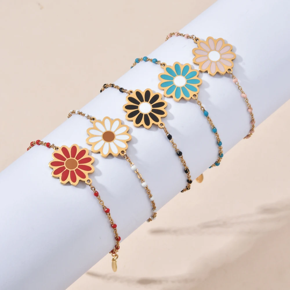 Fashion Crystal Beads Daisy Flower Lucky Bracelet Elastic Bangle Women  Jewellery | eBay