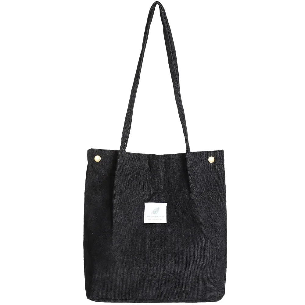 2022 Corduroy Shoulder Bag for Women Cotton Cloth Handbag Solid Color Eco Shopping Orangnizer Reusable Large Shopper Totes Bags