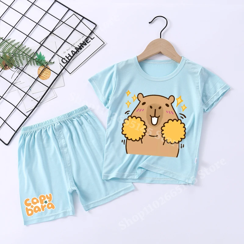 Conjunto De Pijama De Manga Larga Lindo Capybara Suave Y Cómodo Ropa De