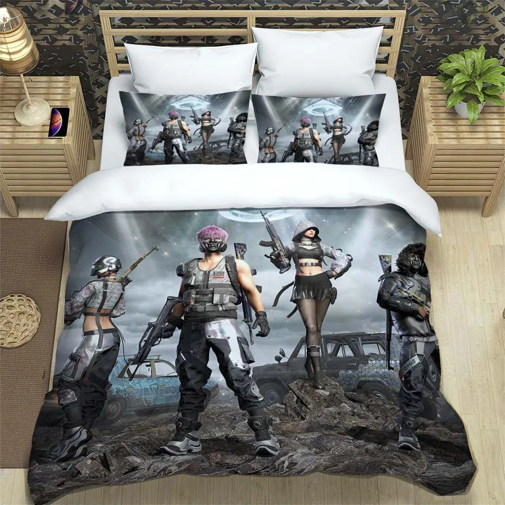 Hot3DshootingGamesPubgprintedbeddingQueenbeddingsetSoftand