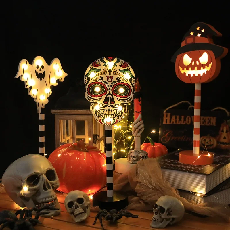 Spooky Halloween LED Pumpkin Ghost Night Light – Battery Powered Waterproof Ambiance Decor for Outdoor & Indoor Festivities