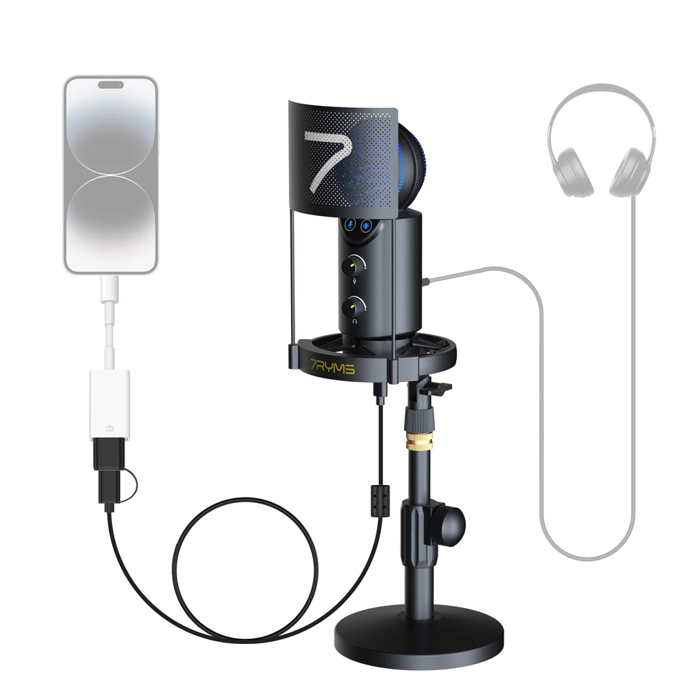 7RYMS AU02-K1 RGB Cardioid Condenser USB Microphone Kit description image 18