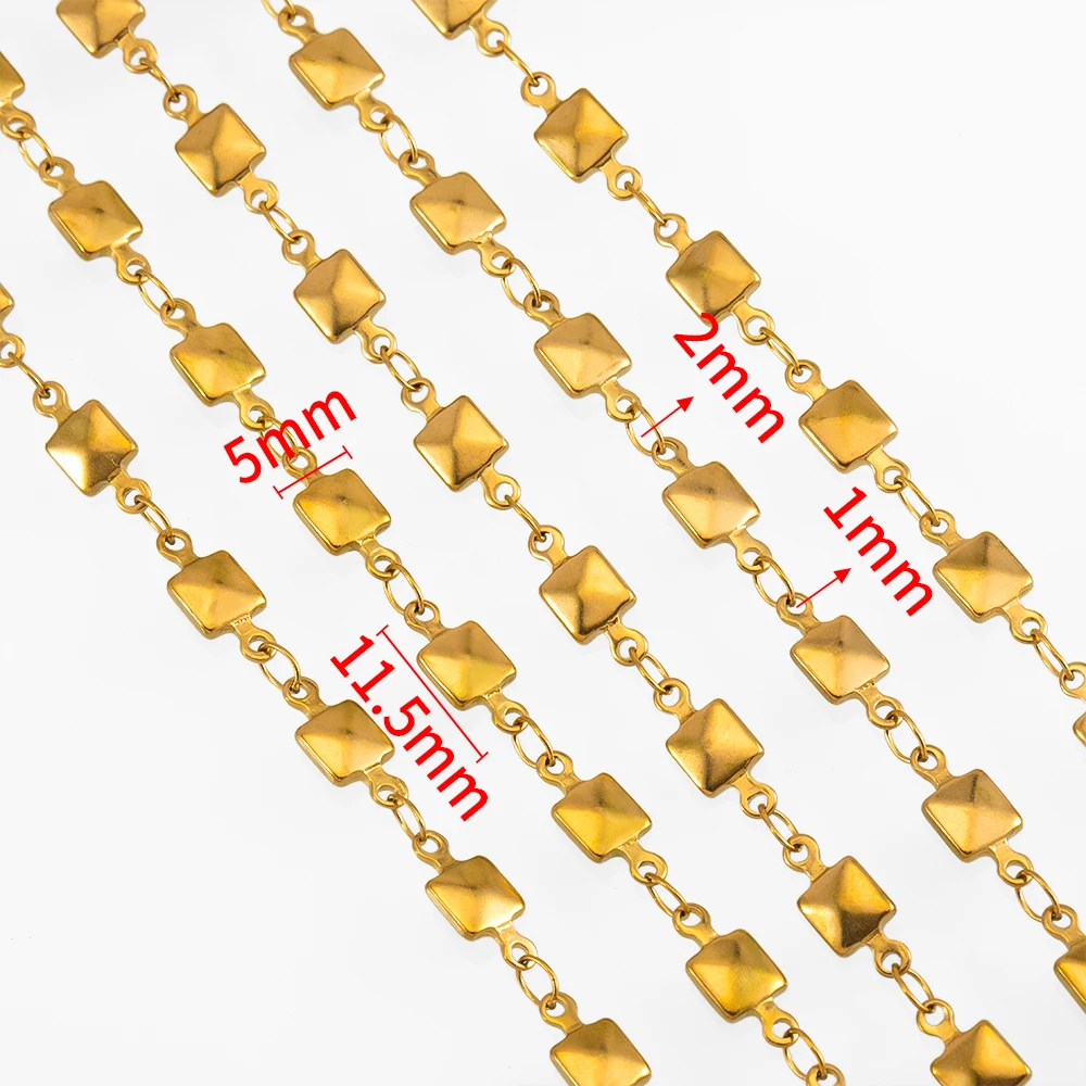 1M Mini Quadratische Perlenkette Edelstahl Vergoldet Herz Stern Dreieck Gliederkette DIY Halskette Armband Schmuckzubehör – Detail 1