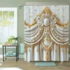 Exquisite Flower Pattern Shower Curtain | Waterproof & Machine Washable, Ideal for Home, Hotel, and Room Decor, One-Piece 3