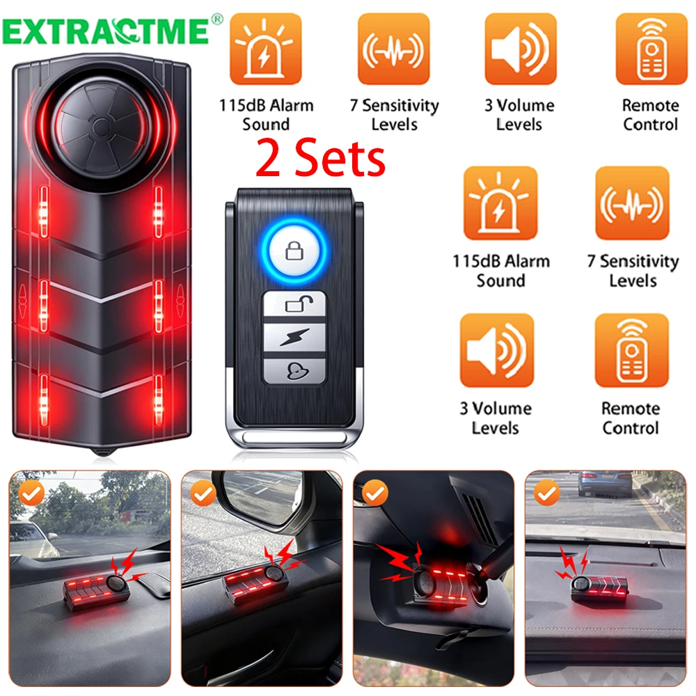 High-Decibel Rechargeable Car Vibration Alarm System with Remote Control
