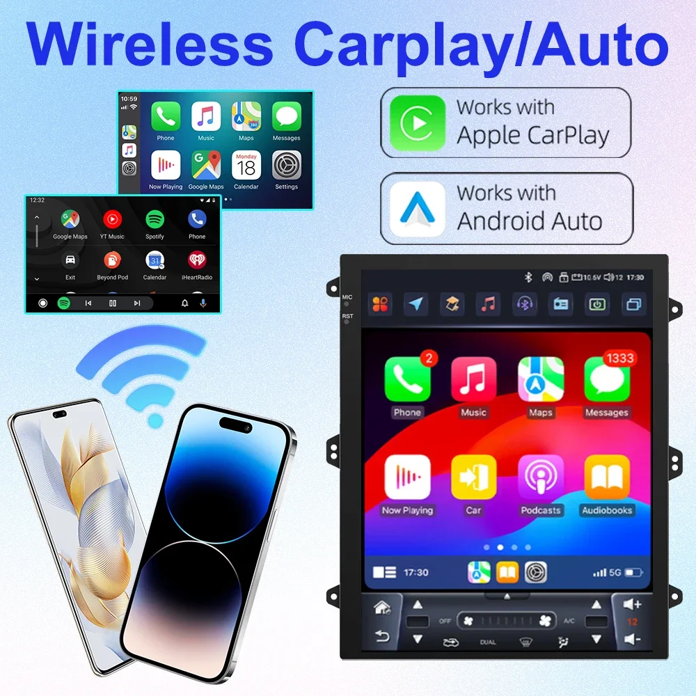 Radio para Auto Android 16 Universal de 9.7 Pulgadas con CarPlay, Android Auto, GPS, Reproductor Multimedia 2 DIN, WiFi, Pantalla QLED y Bluetooth 2
