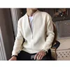 Laid-back Style Men's Knitted Cardigan Sweater Pure Color Casual Necktie Autumn Winter New Arrival American Retro Fashion