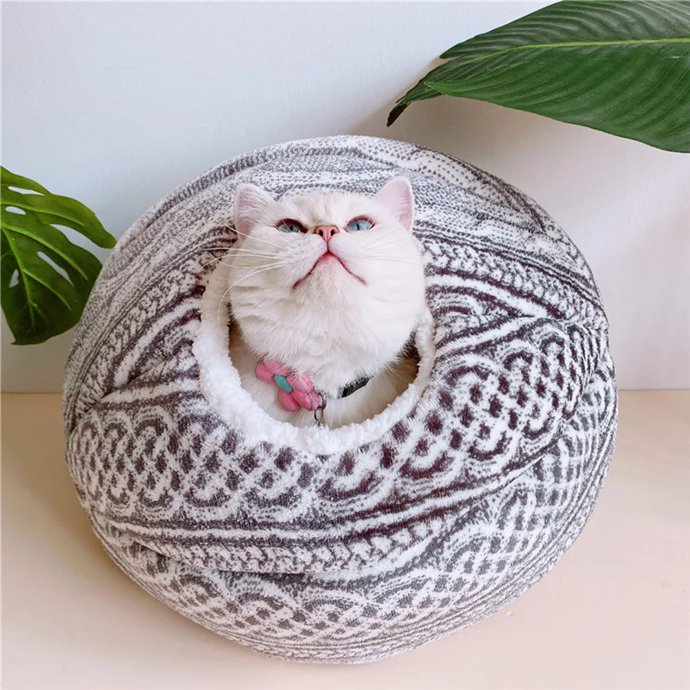 

Cat Beds Spherical Cat House Kennel Nest Round Opening Pets Sleeping Warm Cave Nesk Kitten Basket Cozy Soft Tent Cat Accessories