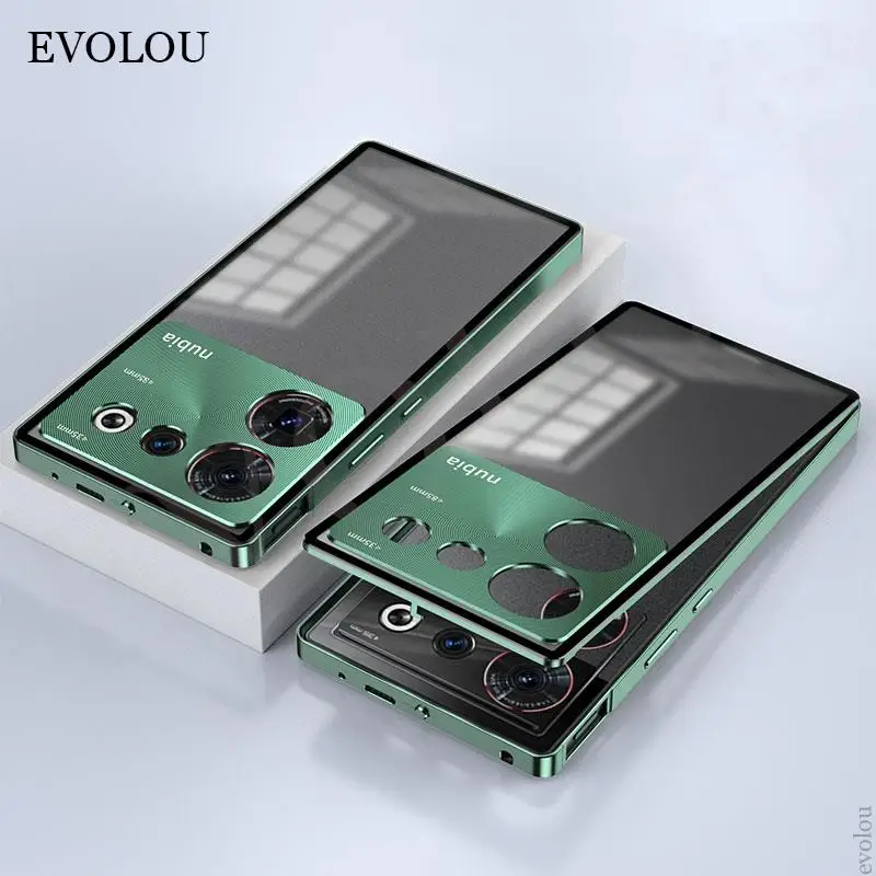 Shockproof Aluminium Alloy Phone Case with Tempered Glass Back