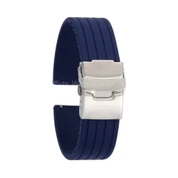 Men's Waterproof Silicone Watch Band with Tire Texture - Quick Release, Casual Replacement Strap - 22mm (Dark Blue)