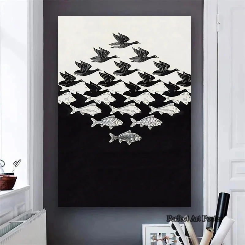 M.C. Escher Sky & Water 1938 Movie Poster E Print Wall Art Canvas Painting Picture For Living Room Bedroom Modern Home Decor