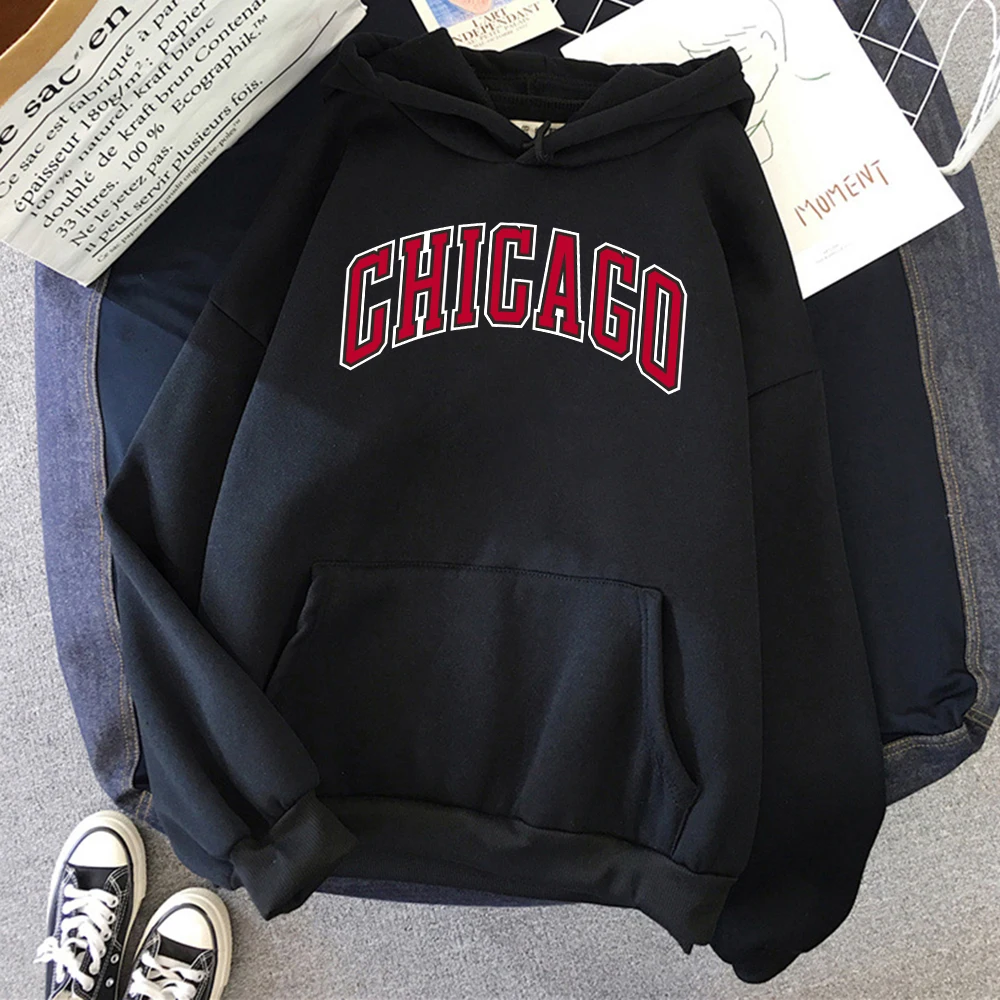 

Man Clothing American City Chicago Printed Hoodie Street Hip Hop Top Sweatshirt Casual Fashion Long Sleeves Y2k Male Tracksuits