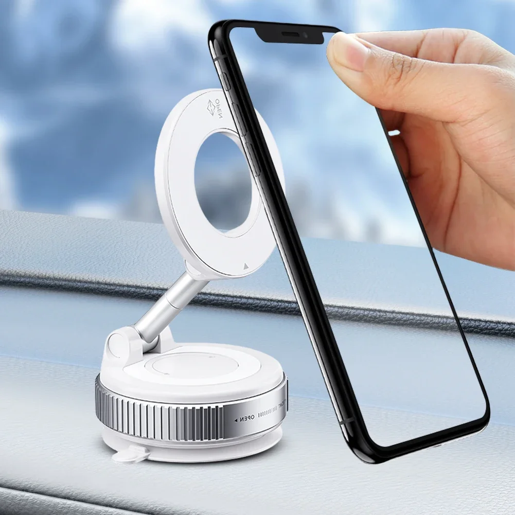 Magnetic Vacuum Suction Cup Car Phone Stand Folding Mobile Phone Stand Foldable Car Navigation Holder for Gym Bath Shower