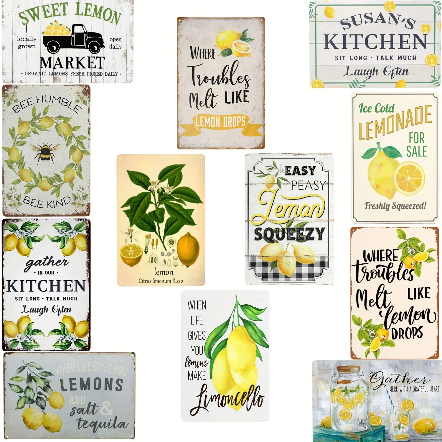 

Retro Metal Tin Sign, A House Decorated with Lemon Pictures for Home Coffee Wall Decor Posters Home Decor Tin Sign