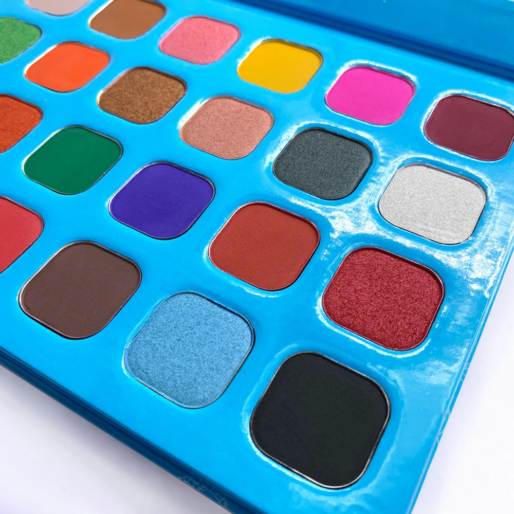 24 Color Blue Plate Shimmering Matte Pigment Private Label Eyeshadow Palette Custom Bulk Makeup