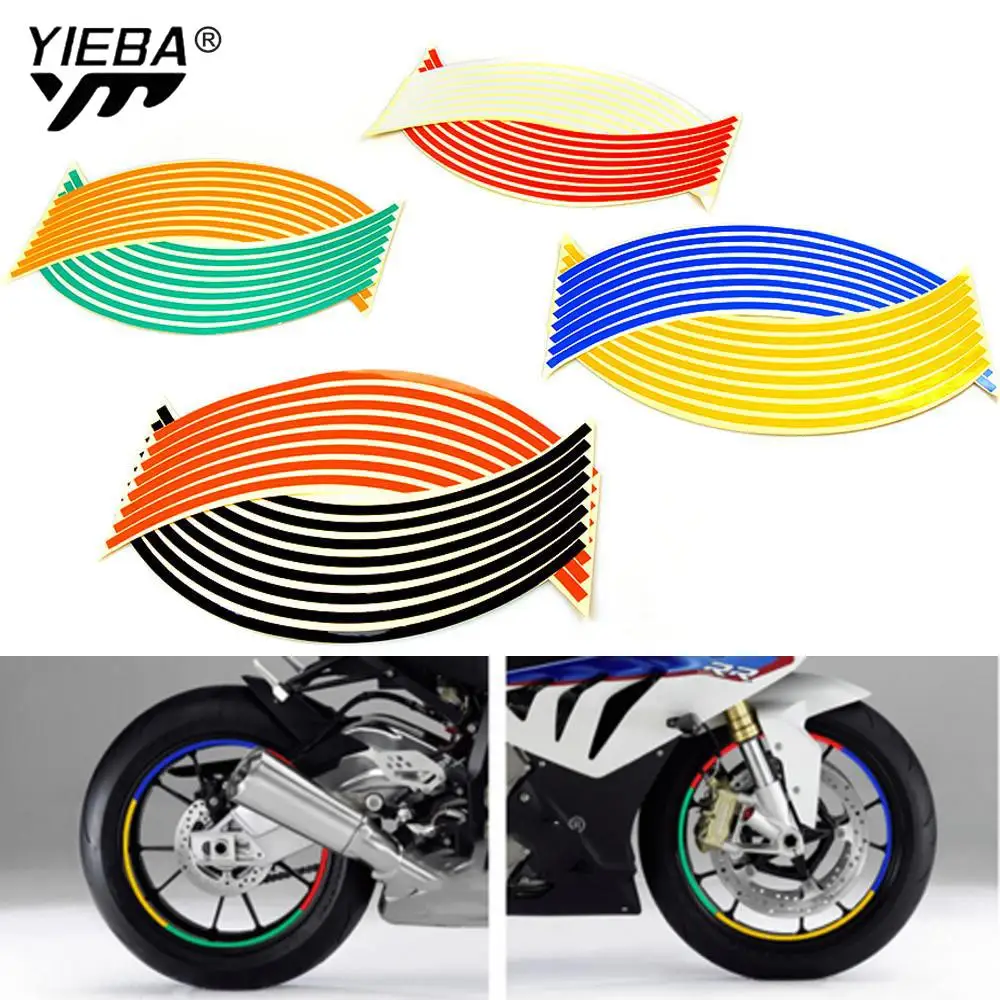 16 Strips Wheel Sticker Reflective Rim Tape Motorcycle Bike Car 17 18inch For V-MAX1700 MT01 V-MAX 1200 FZ-1N FZ-6N YZF R1 R3 R6