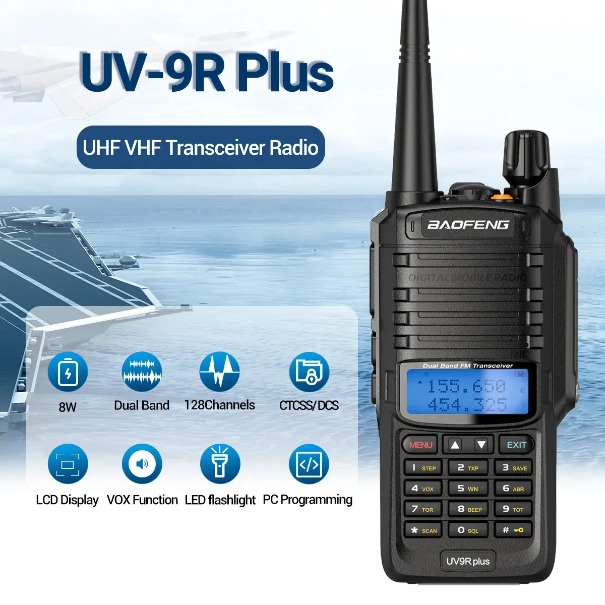 Baofeng Uv-9R Plus Walkie Talkie Impermeabile A Lungo Raggio Dual Band Portatile Ham Cb Caccia Ham Radio Uv9R Plus Up Baofeng Uv 5R