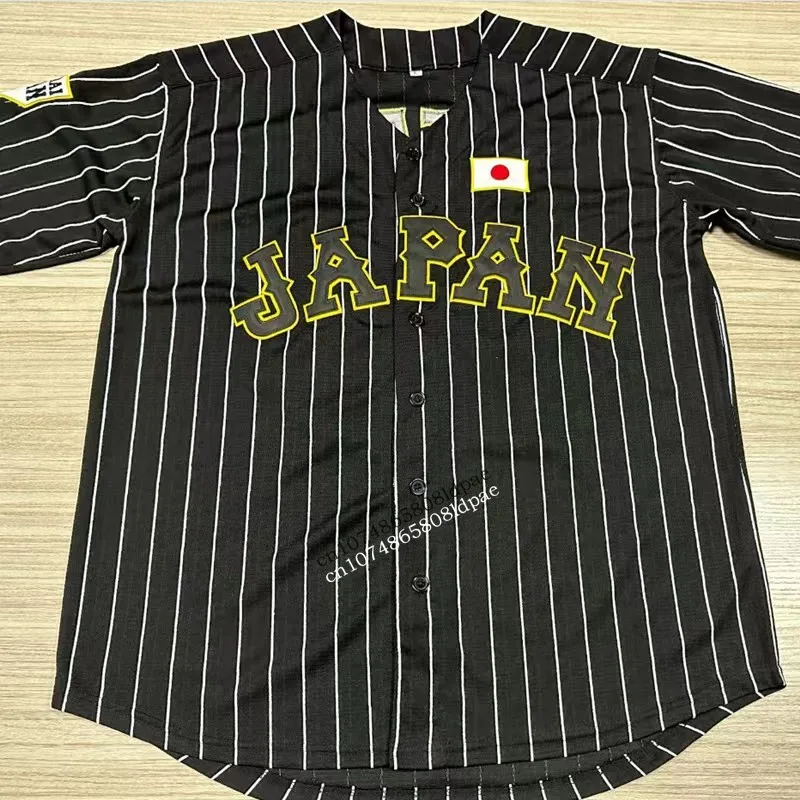 Baseball Jersey Japan 16 OHTANI Oversize Outdoor Sportswear Embroidery Sewing White Stripe Black Hip Hop Street Culture T-Shirts