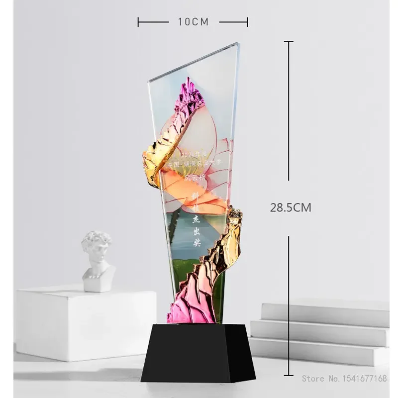 Customized High Grade Honor Crystal Trophy, Color Printing Medal, Annual Meeting Creativity Award Souvenir, Home Decoration, 1Pc