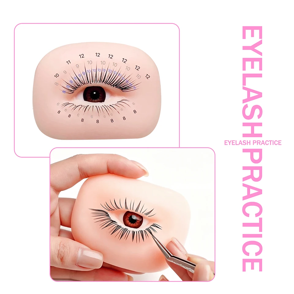 실리콘 마네킹 헤드 속눈썹 연장 연습 키트 (탈부착 가능한 눈꺼풀, 젤 소재, 메이크업 도구용 화장품 모델)