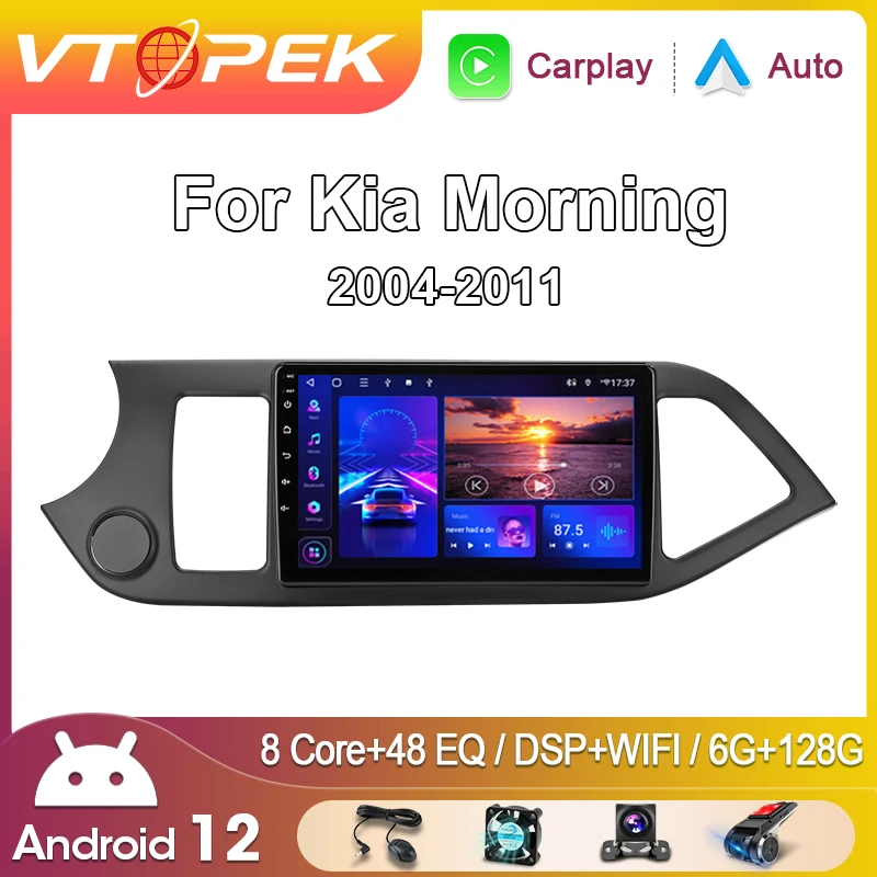 

Vtopek 9" 4G Carplay DSP RDS 2din Android 11 Car Radio Multimidia Video Player GPS Navigation For KIA Morning Picanto 2011-2016