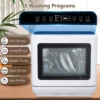 Portable Dishwasher,Countertop Dishwasher with 5L Water Tank,5 Programs, Dual Sprays,149℉ High Temp & Air Dry, Mini Dishwasher 2