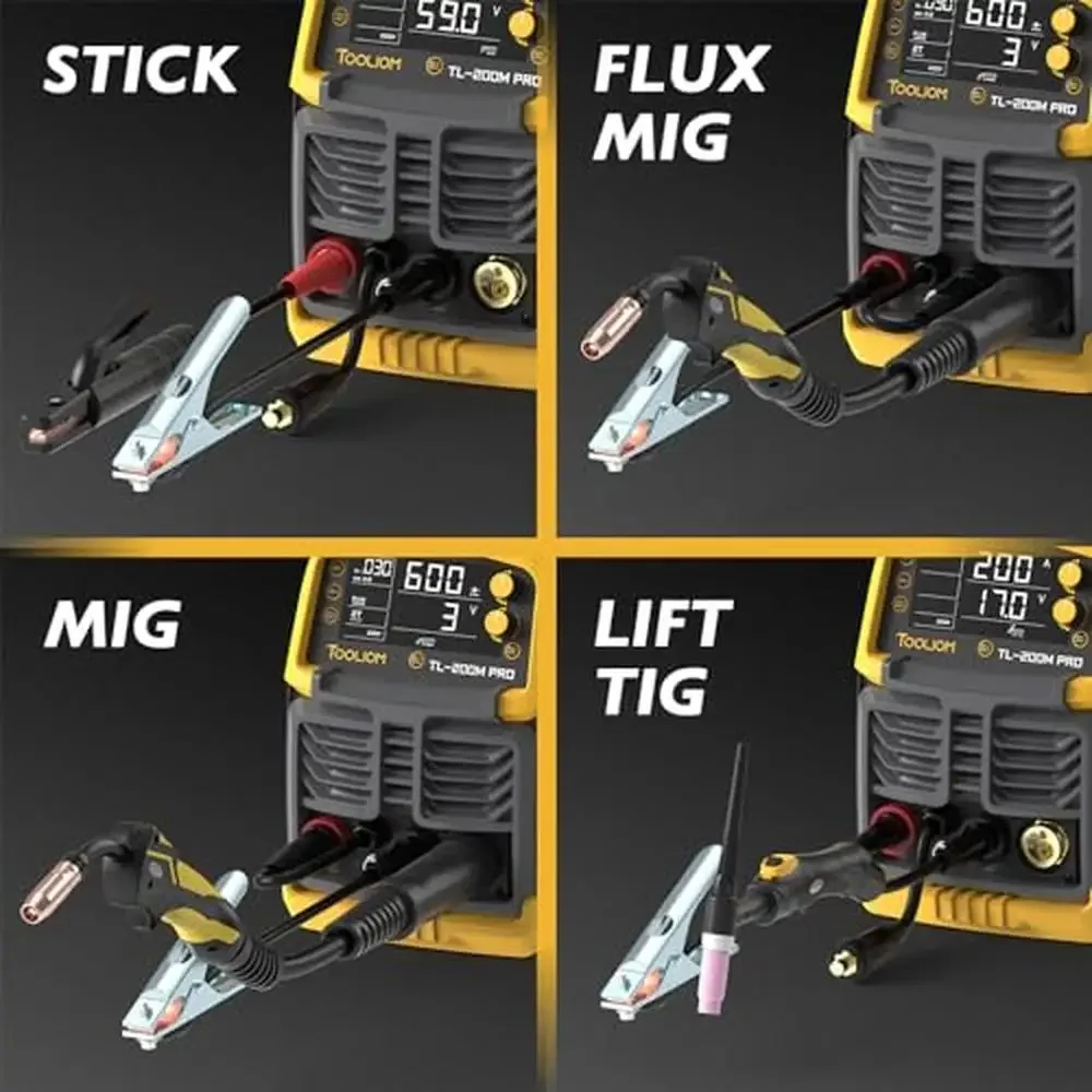 200A 4-in-1 Welder LCD Display Spool Gun Stick Lift TIG Dual Voltage Aluminum Welding Machine 4