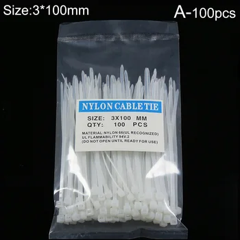 สายไนล่อนล็อกตัวเองปรับได้100ชิ้น3x100มม. สายรัดซิปสายรัดสายไฟสายรัดสีเขียวสีแดงสีน้ำเงินสีเหลือง 10
